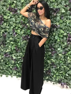 Floor Length Solid Color Wide Leg Pants