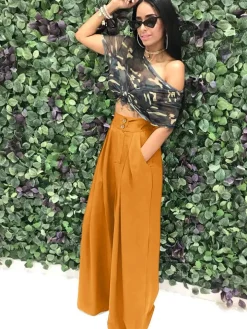 Floor Length Solid Color Wide Leg Pants