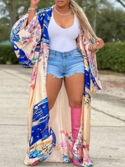 Floral Print Beach Cover-Up Cardigan