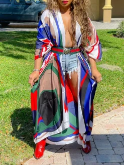 Floral Print Beach Cover-Up Cardigan