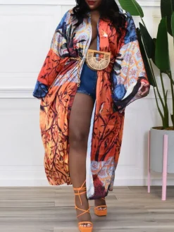 Floral Print Beach Cover-Up Cardigan