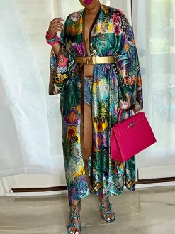 Floral Print Beach Cover-Up Cardigan