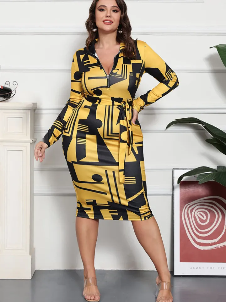 Floral Print Long Sleeve Belted Midi Dress