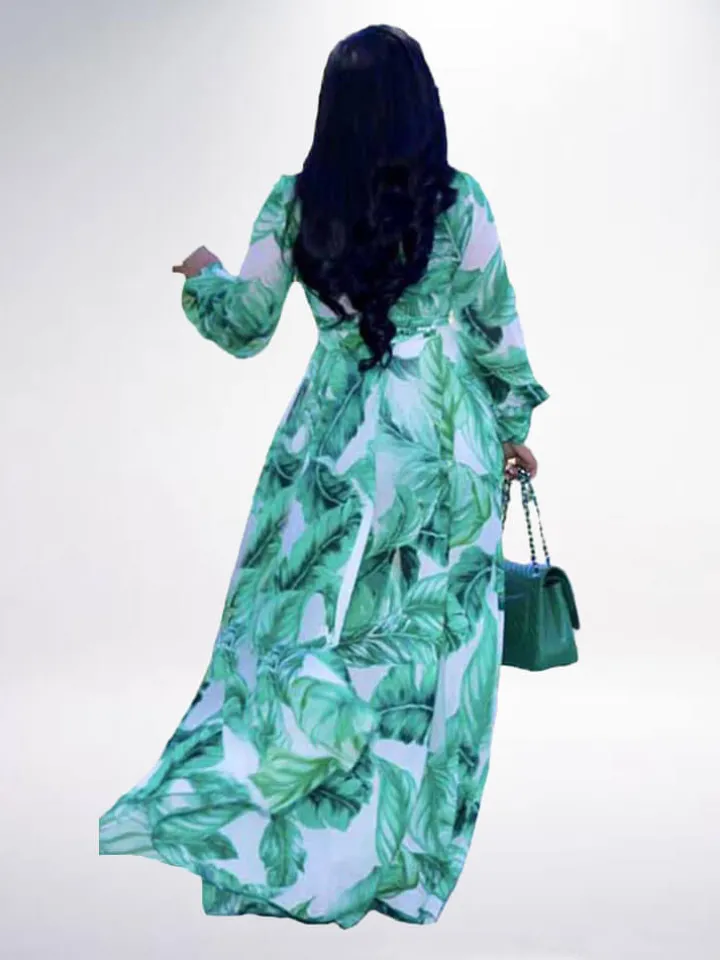 Floral Print Pleated Maxi Dress