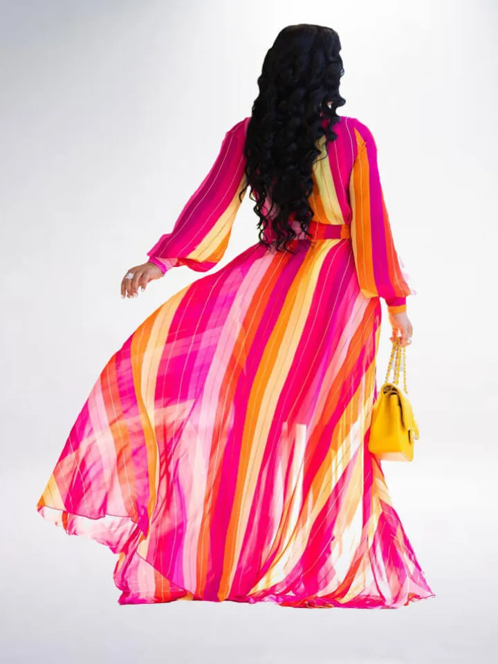 Floral Print Pleated Maxi Dress