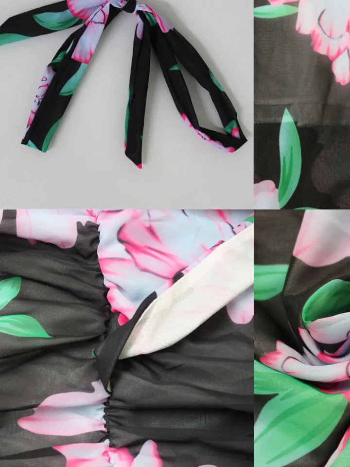 Floral Print Pleated Maxi Dress