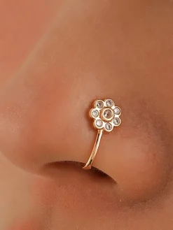 Flower Metal U-Shaped Nose Cuff