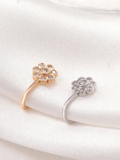 Flower Metal U-Shaped Nose Cuff
