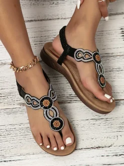 Folk-Custom Rhinestone Flip Flop