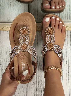 Folk-Custom Rhinestone Flip Flop