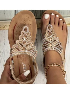 Folk-Custom Rhinestone Flip Flop