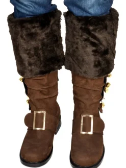 Fur Trim Buckles Bell Decor Santa Boots