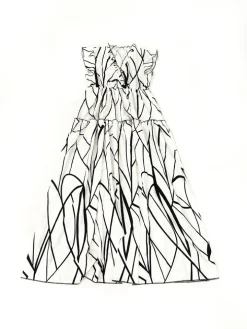 Geometric Print V-Neck Ruffle Hem Maxi Dress