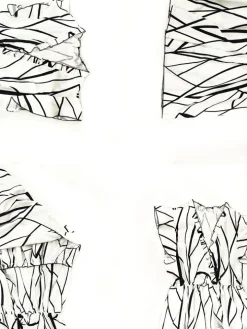 Geometric Print V-Neck Ruffle Hem Maxi Dress