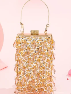 Glitter Beaded Cuboid Party Crossbody Bags