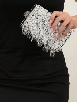 Glitter Beaded Cuboid Party Crossbody Bags