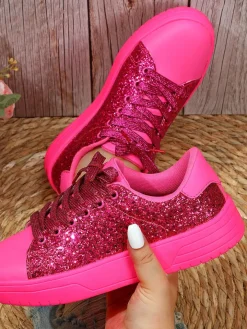 Glitter Lace-Up Sneakers