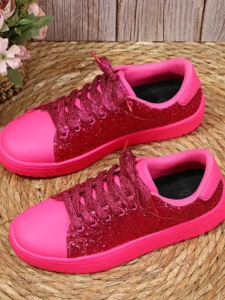 Glitter Lace-Up Sneakers