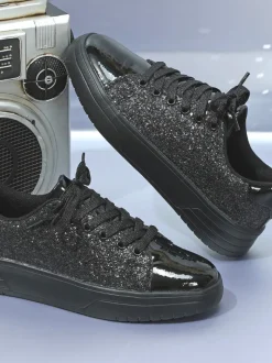 Glitter Lace-Up Sneakers