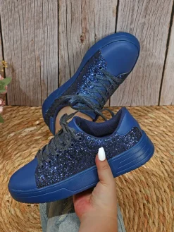 Glitter Lace-Up Sneakers