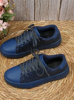 Glitter Lace-Up Sneakers
