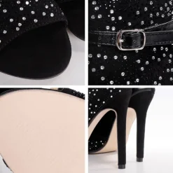 Glitter Rhinestone Cut-out High Heel