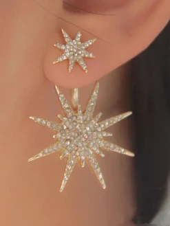 Glitter Rhinestone Snowflake Earrings