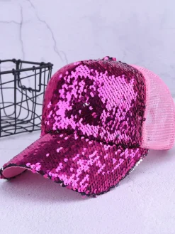 Glitter Sequin Mesh Baseball Caps