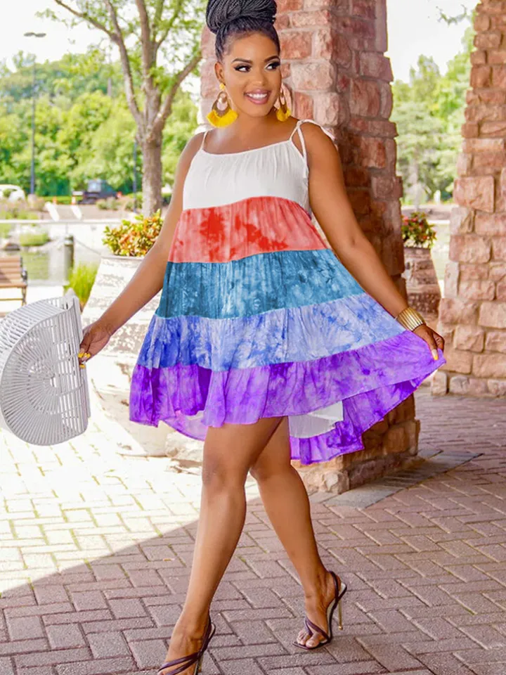 Gradient Print Multicolored Cami Mini Dress