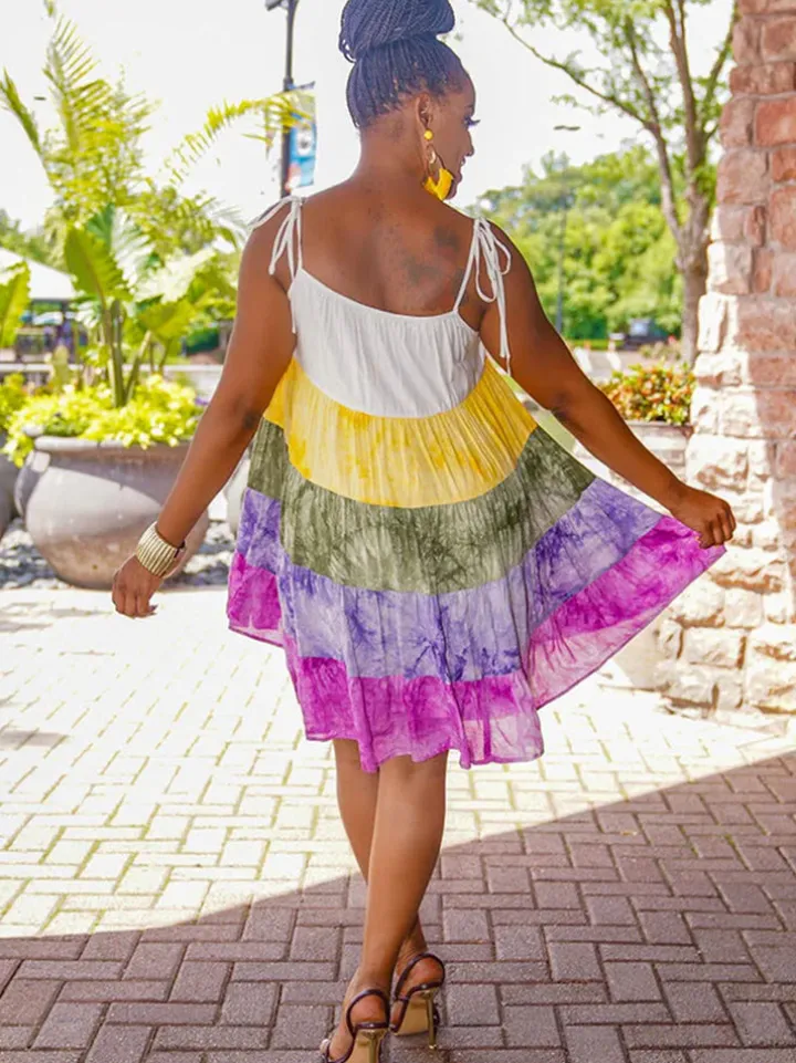 Gradient Print Multicolored Cami Mini Dress