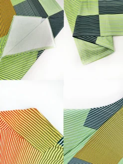 Half Sleeves Striped Asymmetrical Midi Dress