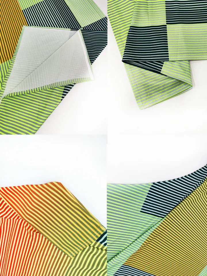 Half Sleeves Striped Asymmetrical Midi Dress