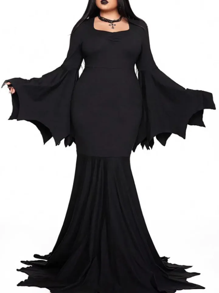 Halloween Costume Gothic Bat Wing Maxi Dress