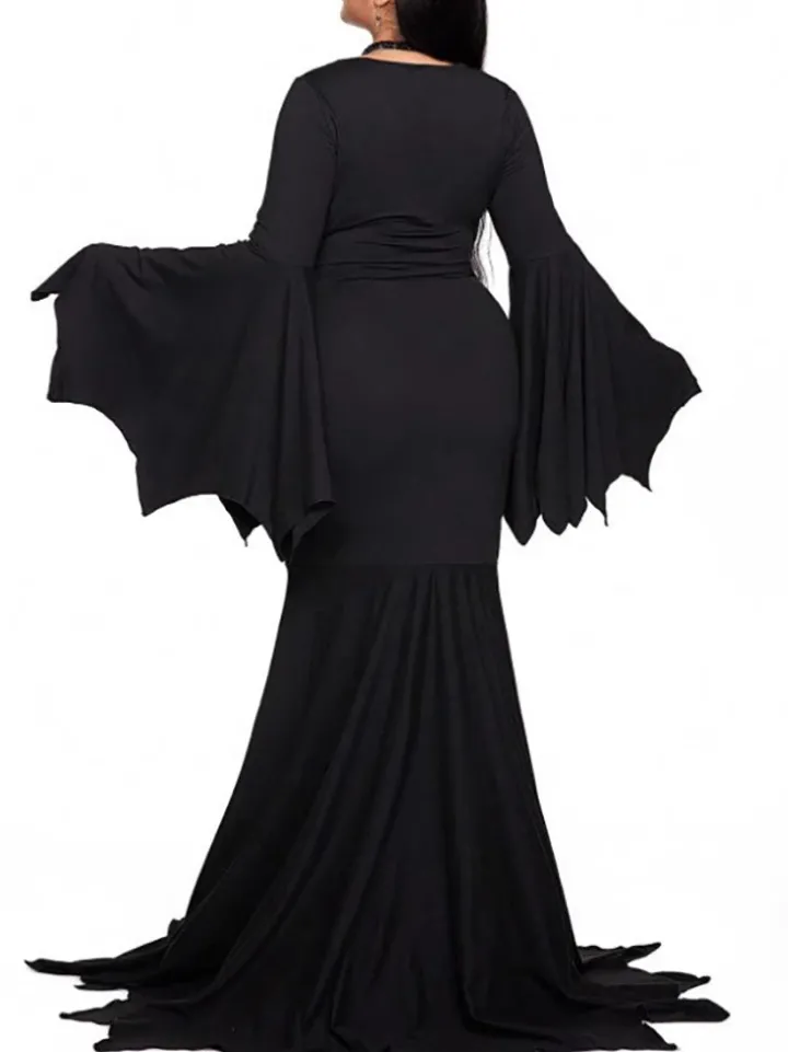Halloween Costume Gothic Bat Wing Maxi Dress