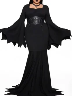 Halloween Costume Gothic Bat Wing Maxi Dress