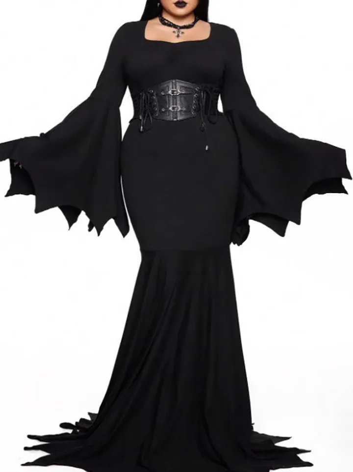Halloween Costume Gothic Bat Wing Maxi Dress