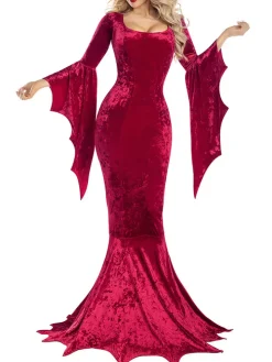 Halloween Costume Velvet Gothic Maxi Dress