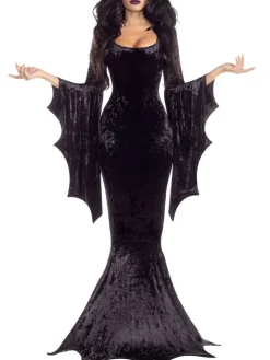 Halloween Costume Velvet Gothic Maxi Dress
