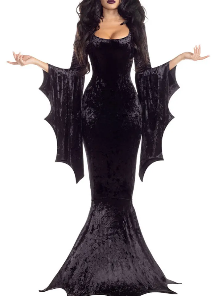 Halloween Costume Velvet Gothic Maxi Dress
