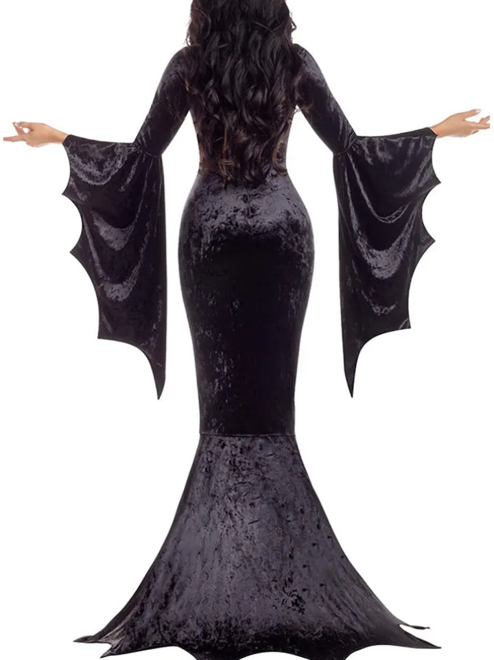 Halloween Costume Velvet Gothic Maxi Dress