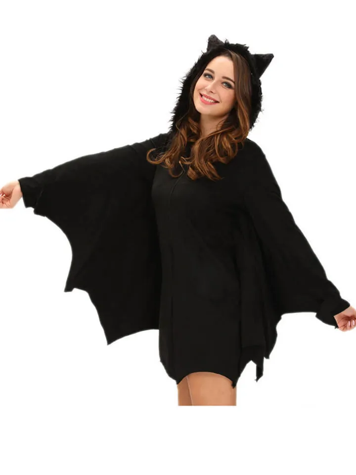 Halloween Dolman Sleeve Cozy Bat Zip Up Costume