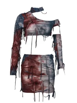 Halloween Fringe Crop Top Tie-Dye Set