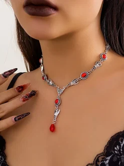 Halloween Gothic Devil Gemstone Necklace