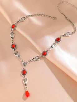 Halloween Gothic Devil Gemstone Necklace