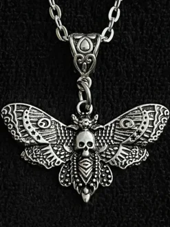 Halloween Moth Skull Pendant Necklaces