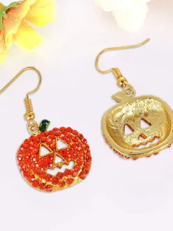 Halloween Pumpkin Pendant Rhinestone Earrings