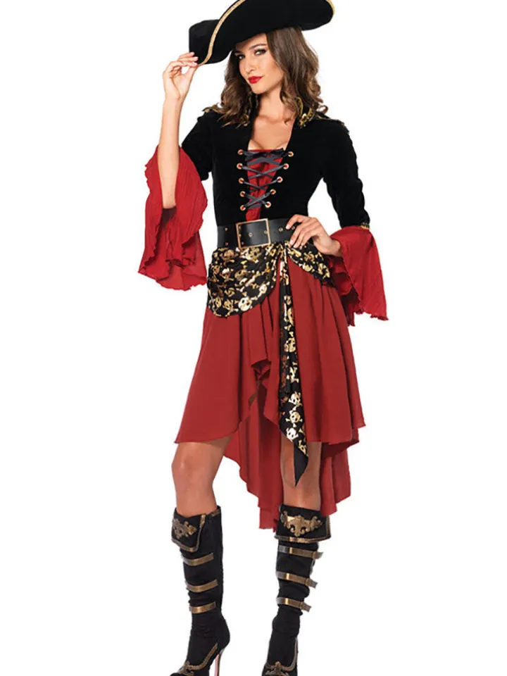 Halloween Ruffle Sleeve Pirate Costume