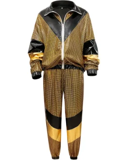 Halloween 80s Disco Glitter Jacket Pants Sets