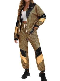 Halloween 80s Disco Glitter Jacket Pants Sets
