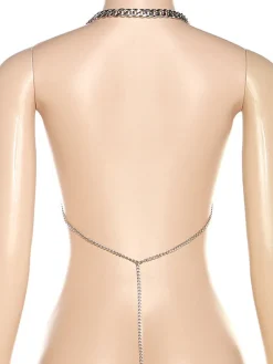 Halter Backless Metal Chain Crop Top
